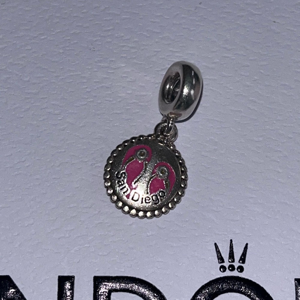 Pandora Silver Charm with Pink Highlights